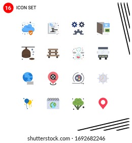 Conjunto de pictogramas de 16 colores planos simples de cítricos; desarrollo; ciencias aplicadas; codificación; paquete editable de tecnología de elementos de diseño de vectores creativos