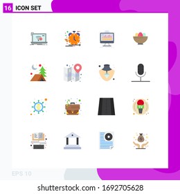 Pictogram Set of 16 Simple Flat Colors of easter; bowl; development; processing; monitor Editable Pack of Creative Vector Design Elements
