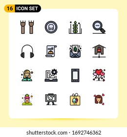 Pictogram Set of 16 Simple Flat Color Filled Lines of search less; magnify; ui; less; thanksgiving Editable Creative Vector Design Elements