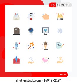 Conjunto de pictogramas de 16 colores planos simples de la madre; amor; nota; eso; paquete editable de jabón con elementos de diseño de vectores creativos