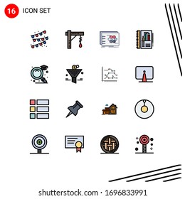 Pictogram Set of 16 Simple Flat Color Filled Lines of education; report; game; annual report; tactical Editable Creative Vector Design Elements