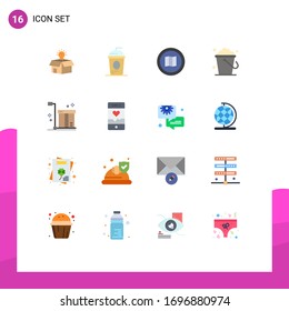 Pictogram Set of 16 Simple Flat Colors of floor; bucket; holiday; maps; map Editable Pack of Creative Vector Design Elements