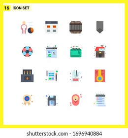 Conjunto de pictogramas de 16 colores planos sencillos del ejército; insignia; usuario; adjudicación; paquete editable en prisión de elementos de diseño de vectores creativos