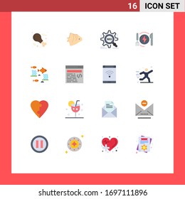 Pictogram Set of 16 Simple Flat Colors of hotel; energy; banner; consumption; website Editable Pack of Creative Vector Design Elements