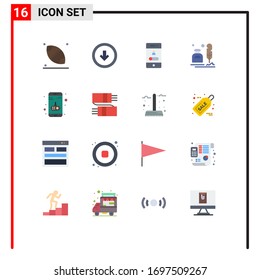 Pictogram Set of 16 Simple Flat Colors of office; fur; calling;  telephone Editable Pack of Creative Vector Design Elements