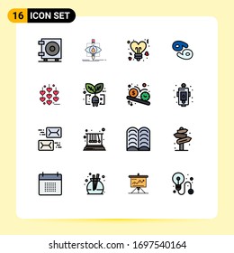 Conjunto de pictogramas de 16 líneas de amor llenas de color sencillo; grecia; bulbo; zodiaco; elementos editables de diseño de vectores creativos para astrología