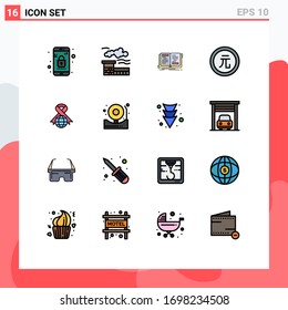Pictogram Set of 16 Simple Flat Color Filled Lines of care; finance; novel; currency; business Editable Creative Vector Design Elements