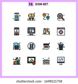 Pictogram Set of 16 Simple Flat Color Filled Lines of call; eye; location; targeting; search Editable Creative Vector Design Elements