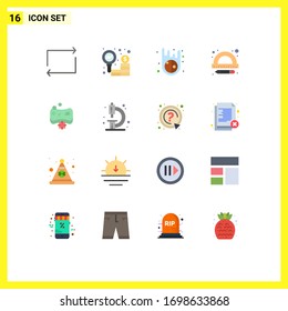 Piktogramm-Set mit 16 einfachen flachen Farben der Biologie; Seife; Asteroid; Gesicht; Schulbearbeitungspaket für kreative Vektorillustration-Design-Elemente