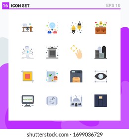 Juego de pictogramas de 16 colores planos simples de dinero; negocios; asociación; bolsa; paquete editable de ecología de elementos de diseño de vectores creativos