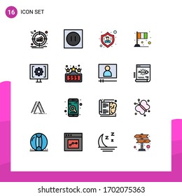 Pictogram Set of 16 Simple Flat Color Filled Lines of patrick; flag; technology; festival; user Editable Creative Vector Design Elements