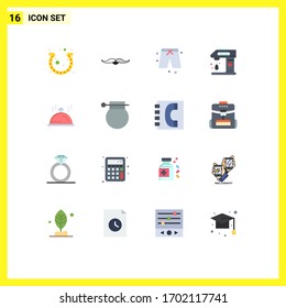 Pictogram Set of 16 Simple Flat Colors of mixer; cook; male; baking; cloths Editable Pack of Creative Vector Design Elements