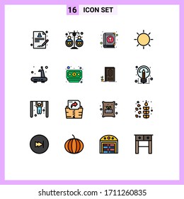 Pictogram Set of 16 Simple Flat Color Filled Lines of exercise; light; book; layout; design Editable Creative Vector Design Elements