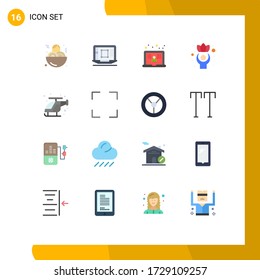Pictogram Set of 16 Simple Flat Colors of fast; wellness; laptop; well; exercise Editable Pack of Creative Vector Design Elements
