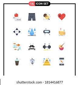 Pictogram Set of 16 Simple Flat Colors of like; heart; dress; sweets; food Editable Pack of Creative Vector Design Elements