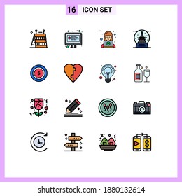 Pictogram Set of 16 Simple Flat Color Filled Lines of dollar; vacation; customer; summer; holiday Editable Creative Vector Design Elements