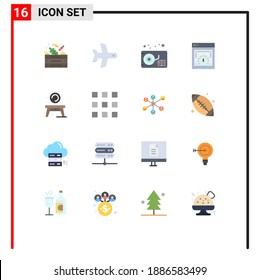 Pictogram Set of 16 Simple Flat Colors of table; home; audio; web speed checking; page speed test Editable Pack of Creative Vector Design Elements