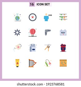 Pictogram Set of 16 Simple Flat Colors of ireland; flag; romance; banner; human Editable Pack of Creative Vector Design Elements