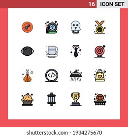 Pictogram Set of 16 Simple Flat Color Filled Lines of face; ireland; make up; madel; man Editable Creative Vector Design Elements