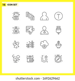 Pictogram Set of 16 Simple Outlines of perfume; symbolism; page; sign; user Editable Vector Design Elements