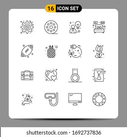 Pictogram Set of 16 Simple Outlines of fathers day; dad; idea; home decorate; single Editable Vector Design Elements
