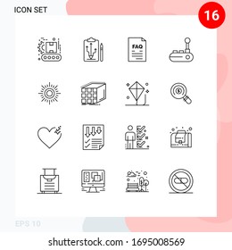 Pictogram Set of 16 Simple Outlines of joy pad; joy pad; think; controller; help Editable Vector Design Elements