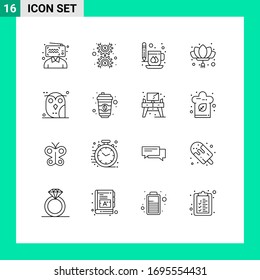 Pictogram Set of 16 Simple Outlines of new year; flower; coffee; chinese; print Editable Vector Design Elements