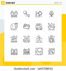 Pictogram Set of 16 Simple Outlines of office; chair; spring; business; armchair Editable Vector Design Elements