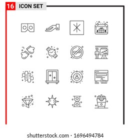 Pictogram Set of 16 Simple Outlines of scandinavia; canada; refrigerator; arctic; thanksgiving Editable Vector Design Elements