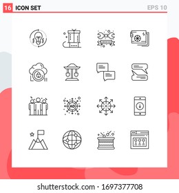 Pictogram Set of 16 Simple Outlines of part; ac; holiday; day; tool Editable Vector Design Elements