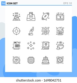Pictogram Set of 16 Simple Outlines of essential; schedule sale; dad; friday; black Editable Vector Design Elements