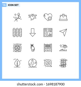 Pictogram Set of 16 Simple Outlines of french; helmet; shutdown; construction; like Editable Vector Design Elements