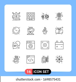 Pictogram Set of 16 Simple Outlines of navigation; direction; promotion; compass; light Editable Vector Design Elements
