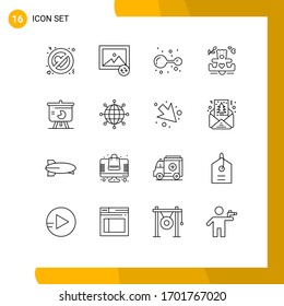 Pictograma de 16 líneas de ventas simples; gráfico; química; boda; elementos de diseño de vectores editables de amor