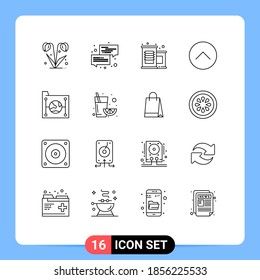 Piktogramm-Set mit 16 einfachen Datenübersichten; Multimedia; Chat; Media Player; Bearbeiten von Vektordesign-Elementen