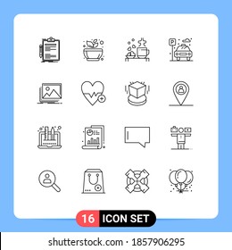 Pictogram Set of 16 Simple Outlines of life; wedding; spa; loving; hearts Editable Vector Design Elements