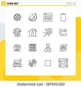 Pictogram Set of 16 Simple Outlines of network; cell; card; mobile; sets Editable Vector Design Elements