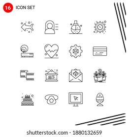 Pictogram Set of 16 Simple Outlines of network; hardware; fashion; connection; settings Editable Vector Design Elements