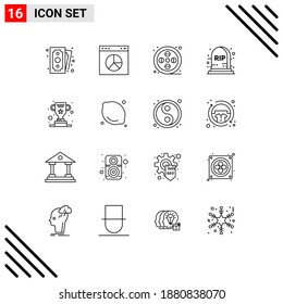 Pictogram Set of 16 Simple Outlines of trophy; award; real; tombstone; halloween Editable Vector Design Elements