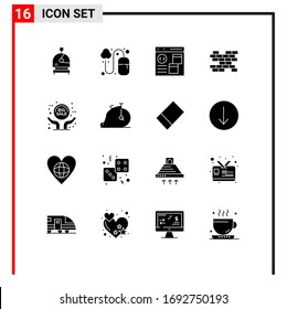 Pictogram Set of 16 Simple Solid Glyphs of sale advertisement; big sale; browser; wall; brick Editable Vector Design Elements