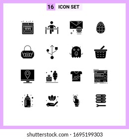 Pictogram Set of 16 Simple Solid Glyphs of bag; easter egg; man; easter; message Editable Vector Design Elements