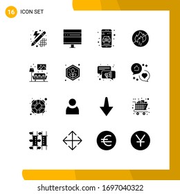 Pictogram Set of 16 Simple Solid Glyphs of home; fire; news; no; taxi Editable Vector Design Elements