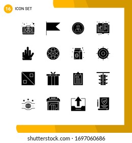 Pictogram Set of 16 Simple Solid Glyphs of growth; education; business; book; profile Editable Vector Design Elements