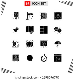 Pictogram Set of 16 Simple Solid Glyphs of paper; server; car; denied; error Editable Vector Design Elements