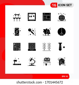 Pictogram Set of 16 Simple Solid Glyphs of heart; ornaments; layout; holiday; celebration Editable Vector Design Elements
