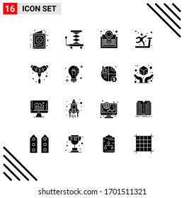 Pictogram Set of 16 Simple Solid Glyphs of bbq; sports; scissor; gym; search Editable Vector Design Elements