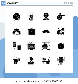 Pictogram Set of 16 Simple Solid Glyphs of mobile; game; trophy; whistle; easter Editable Vector Design Elements