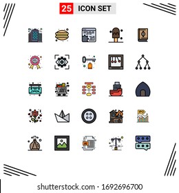 Pictogram Set of 25 Simple Filled line Flat Colors of ramadan; muslim; code; islam; cream Editable Vector Design Elements