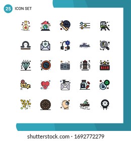 Pictogram Set of 25 Simple Filled line Flat Colors of paint; art; hours; easel; edit Editable Vector Design Elements