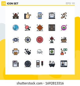 Pictogram Set of 25 Simple Filled line Flat Colors of hands; care; mobile; online; hosting Editable Vector Design Elements